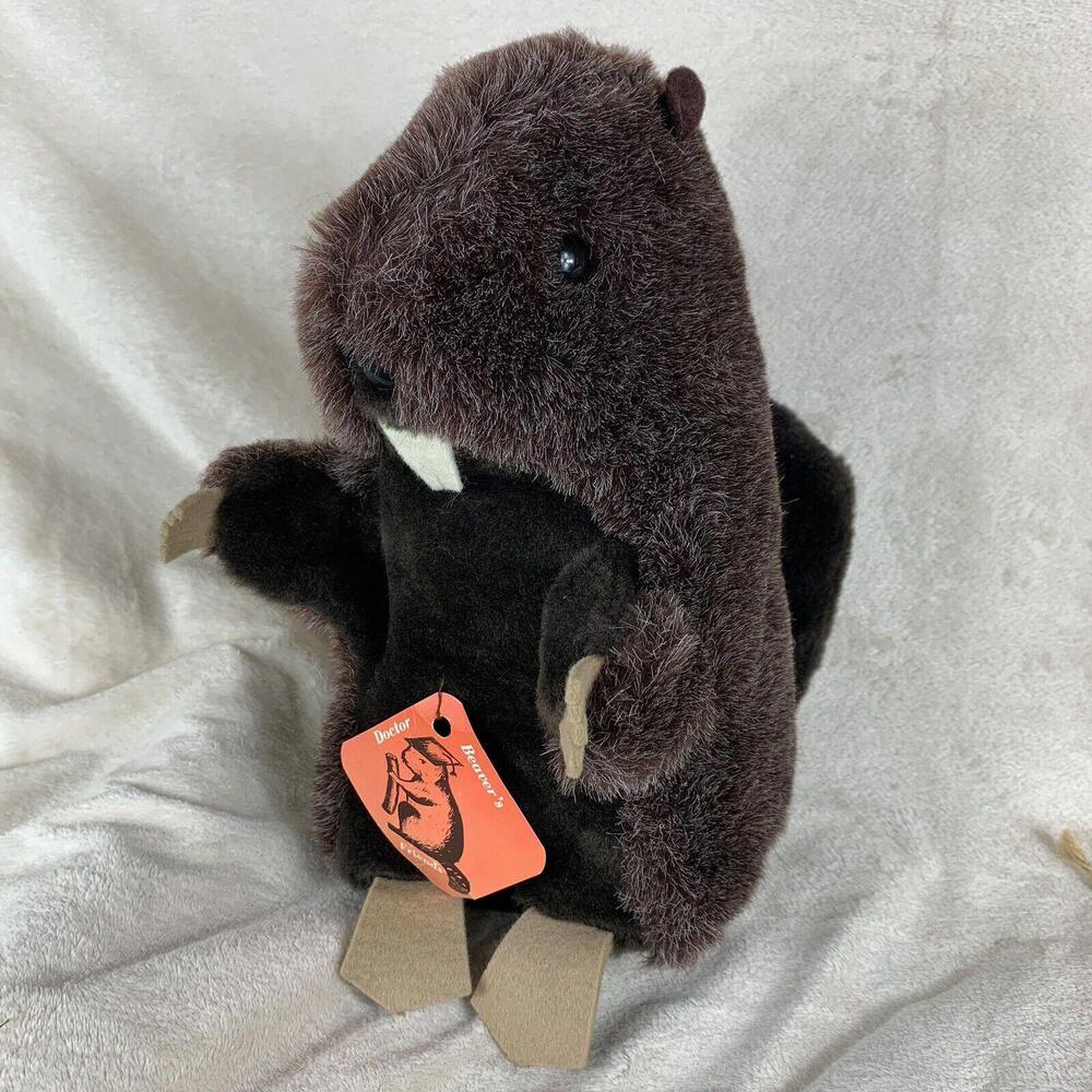NWT Beaver Hand Puppet 10" Plush Stuffed Animal Full Body Rocking Horse Crafts